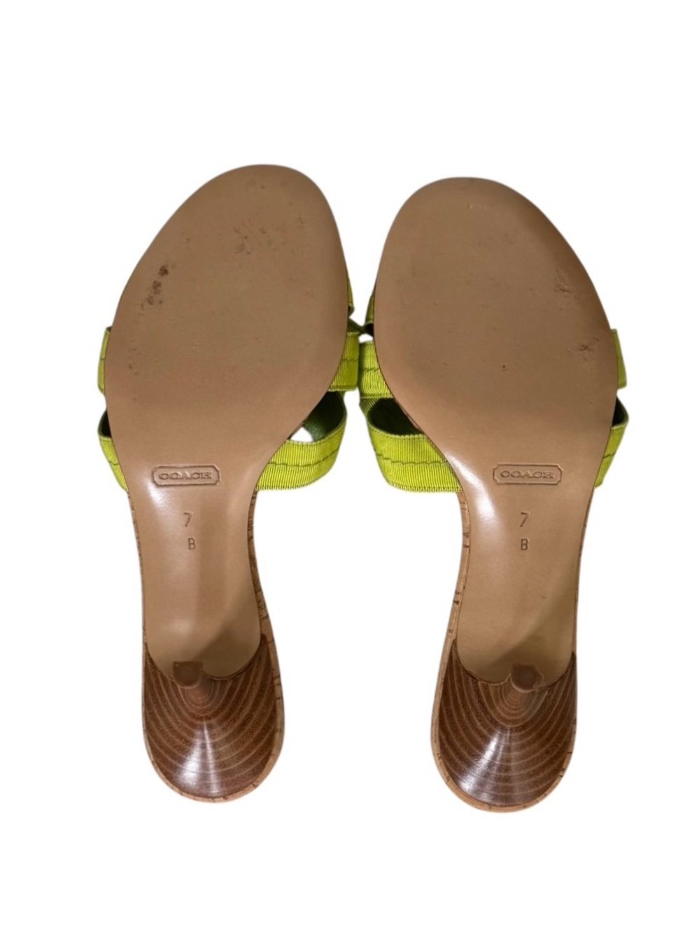 Coach Green Grosgrain Bow Kitten Heel Bree Mule Sandals Size 7 - Picture 8 of 9
